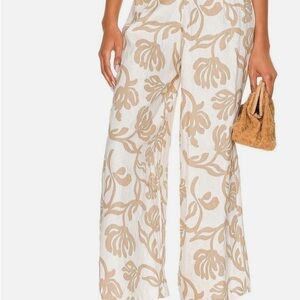Faithfull the Brand Beige Floral Wide-Leg Pants